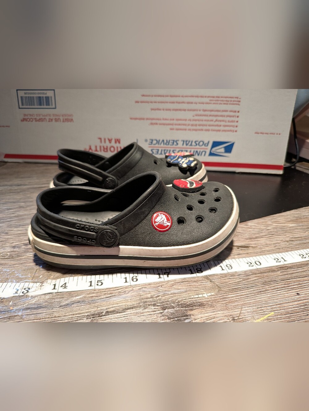 Crocs Toddlers Navy Blue W Power Ranger Jibbitz Size C9‎